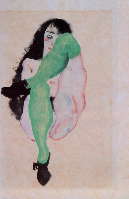 Egon Schiele Girl with Green Stockings